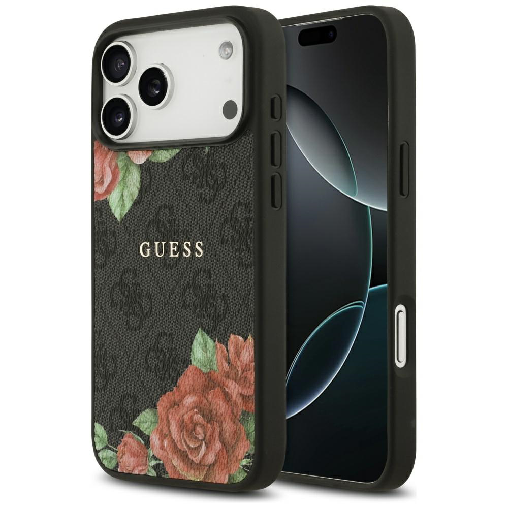 Levně Guess Hardcase 4G Flowers Print MagSafe iPhone 17 Pro černá