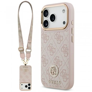 Guess Hardcase 4G Strass Logo & Big Strap iPhone 17 Pro Max růžová