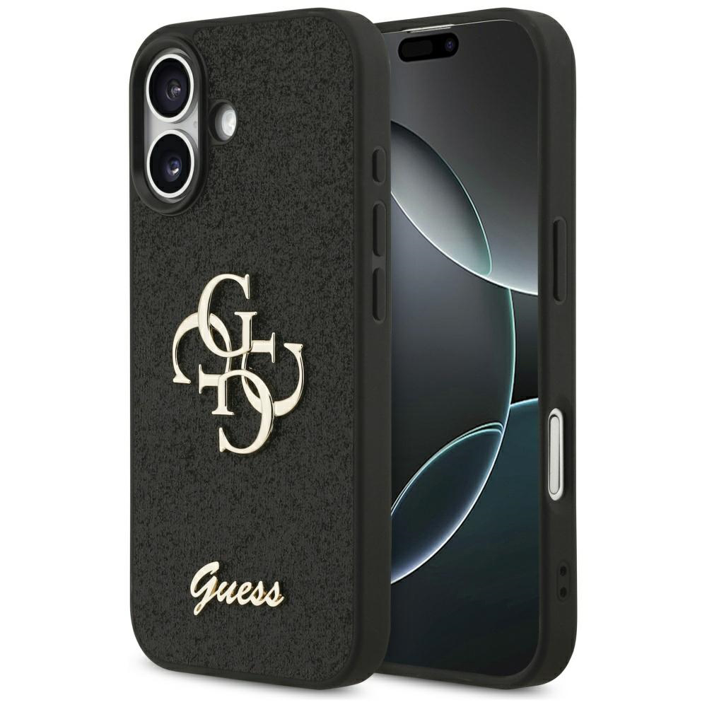 Levně Guess Fixed Glitter Big 4G GUHCP17SHG4SGK iPhone 17 Černá
