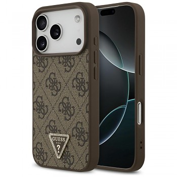 Guess Leather 4G Triangle Strass MagSafe iPhone 17 Pro Max hnědý