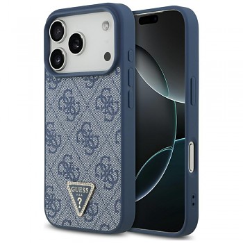 Guess Leather 4G Triangle Strass MagSafe iPhone 17 Pro Max modrá