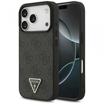 Guess Leather 4G Triangle Strass MagSafe pro iPhone 17 Pro černý