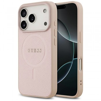 Guess Saffiano Classic Logo MagSafe pro iPhone 17 Pro Max růžová