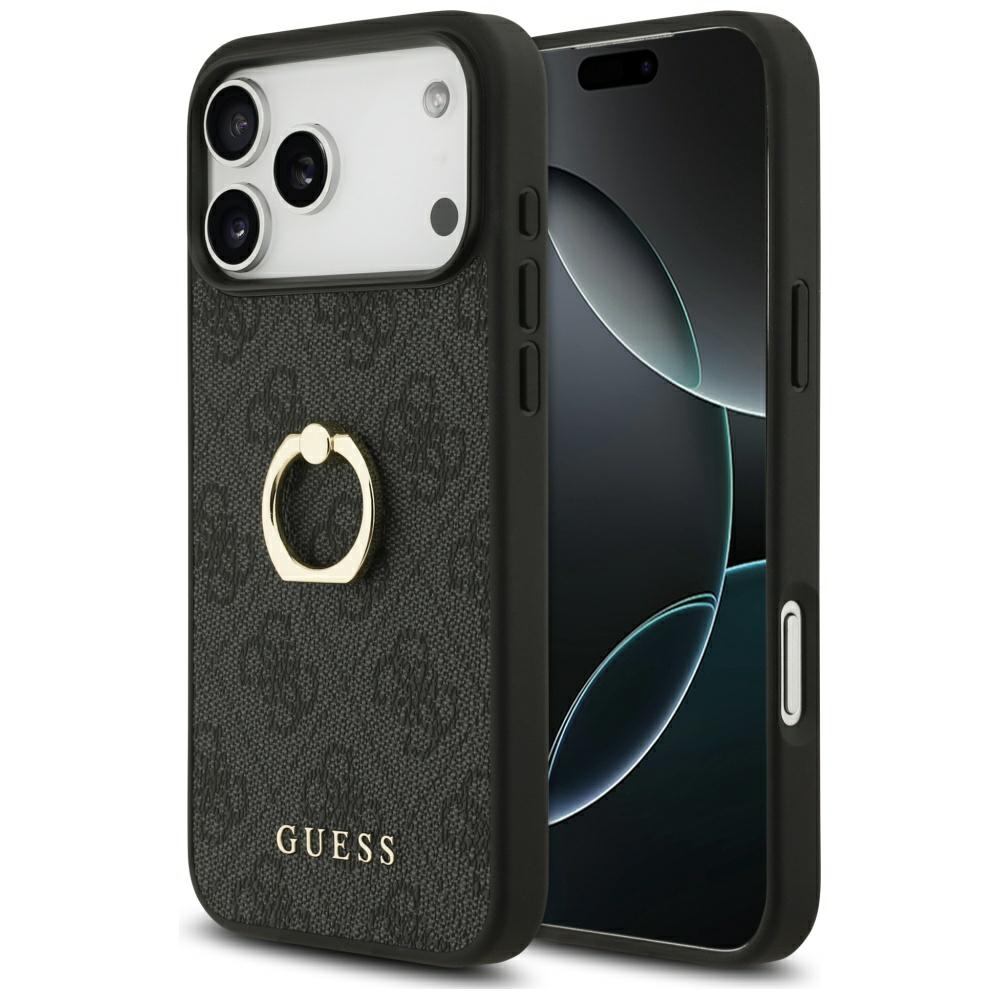 Levně Guess Hardcase 4G Ring Stand pro iPhone 17 Pro Max černá