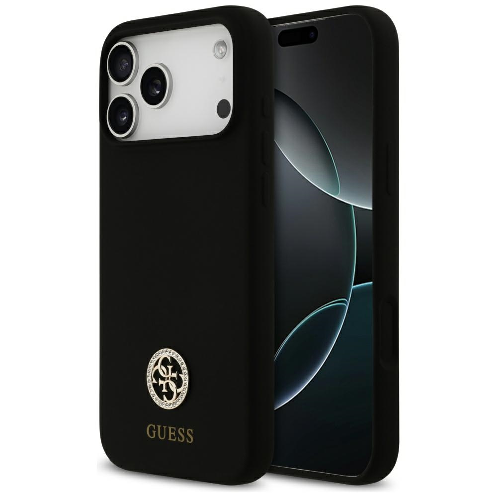 Levně Guess Silicone Logo Strass 4G MagSafe iPhone 17 Pro Max Černý