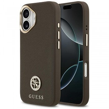 Guess Grained Strass Logo MagSafe pouzdro iPhone 17 hnědé
