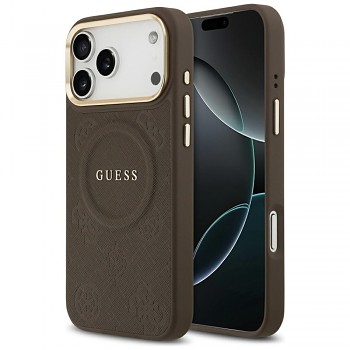 Guess Peony Hot Stamp MagSafe pouzdro iPhone 17 Pro Max hnědé