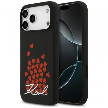 Karl Lagerfeld Silicone Heart Sign Logo MagSafe iPhone 17 Pro Max černá