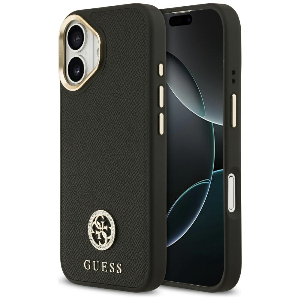 Levně Guess Grained Strass Logo MagSafe pro iPhone 17 černá