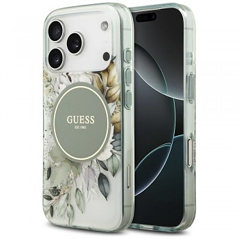 Guess IML Flower & Tonal Circle MagSafe GUHMP17LHFWBDCEN iPhone 17 Pro zelená