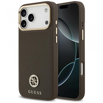 Guess Grained Strass Logo MagSafe pro iPhone 17 Pro Max hnědý