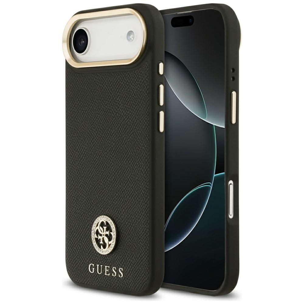 Levně Guess Grained Strass Logo MagSafe pouzdro iPhone 17 Air černé