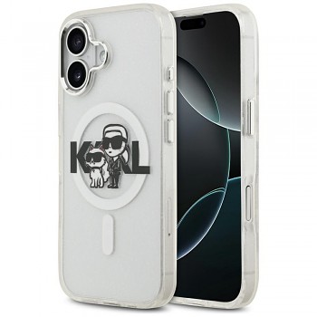 Karl Lagerfeld IML Glitter Karl & Choupette Sketch Logo MagSafe iPhone 17 průhledný