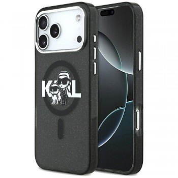 Karl Lagerfeld IML Glitter Karl & Choupette Sketch Logo MagSafe iPhone 17 Pro Max černá