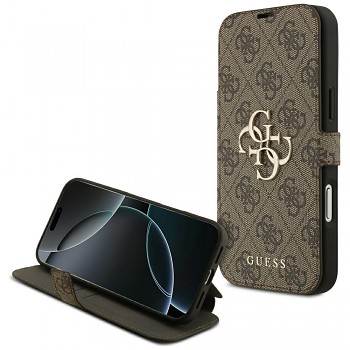 Guess Book 4G Metal Logo pouzdro iPhone 17 Pro Max hnědé