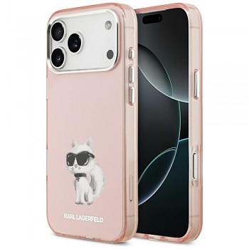 Karl Lagerfeld IML Aquarelle Choupette & Logo MagSafe iPhone 17 Pro Max růžová