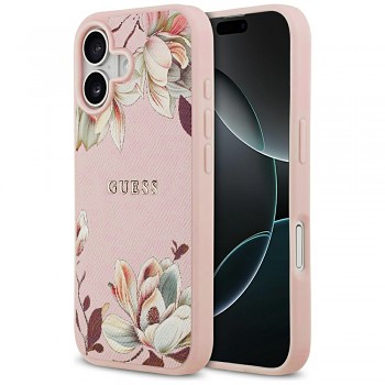 Guess Grained Flowers MagSafe GUHMP17SPGNMPLMP iPhone 17 růžová