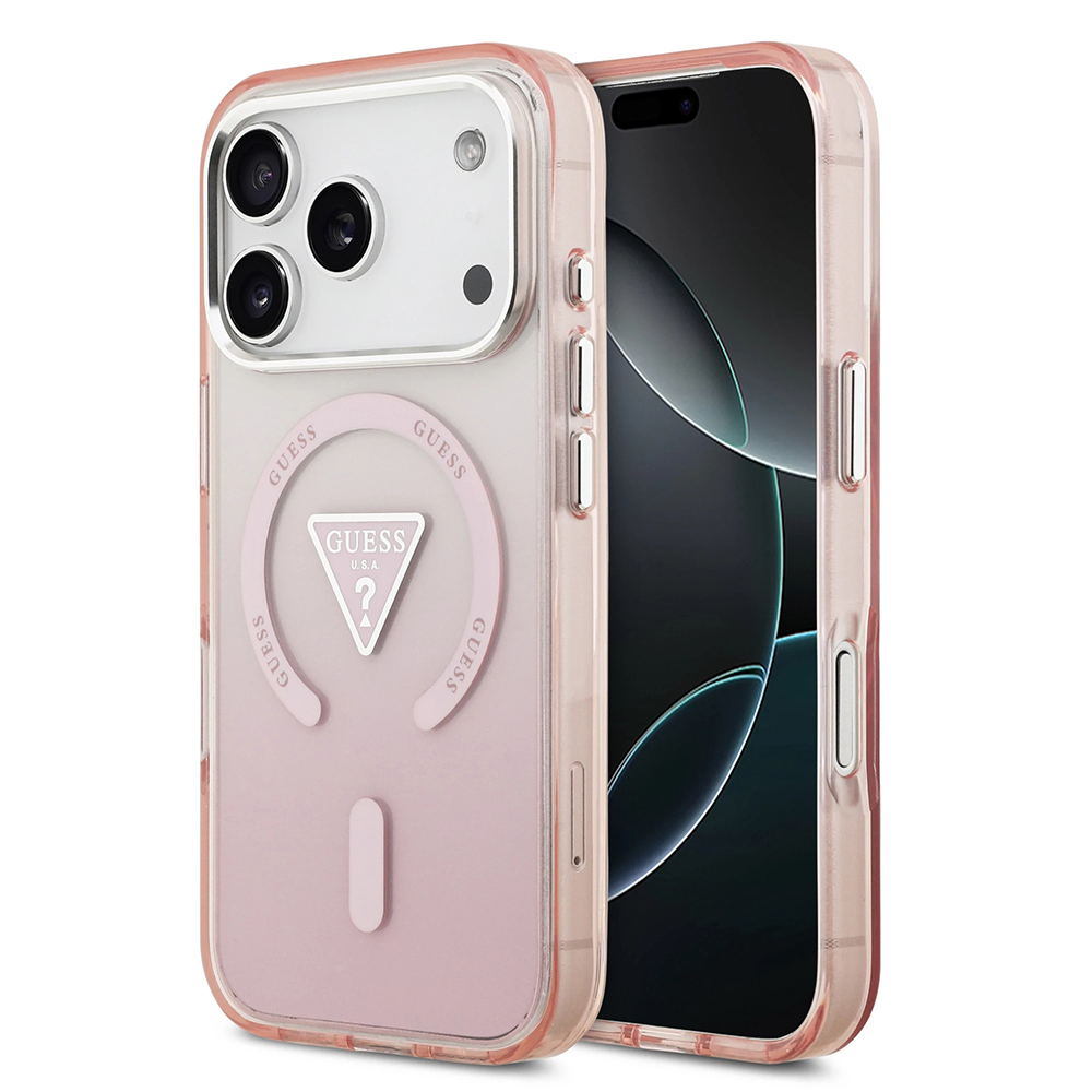 Levně Guess IML Gradient Triangle Logo MagSafe iPhone 17 Pro růžová