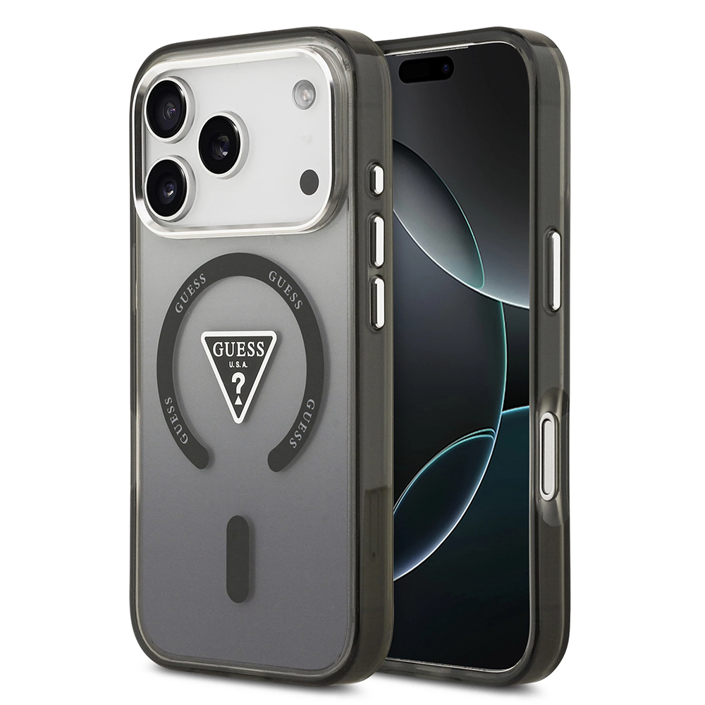 Levně Guess IML Gradient Triangle Logo MagSafe iPhone 17 Pro černý