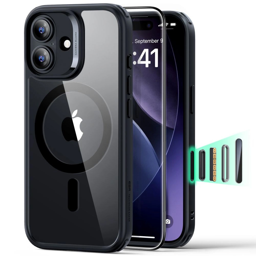 ESR Classic Hybrid HaloLock s ochranným sklem iPhone 17 černá průhledná