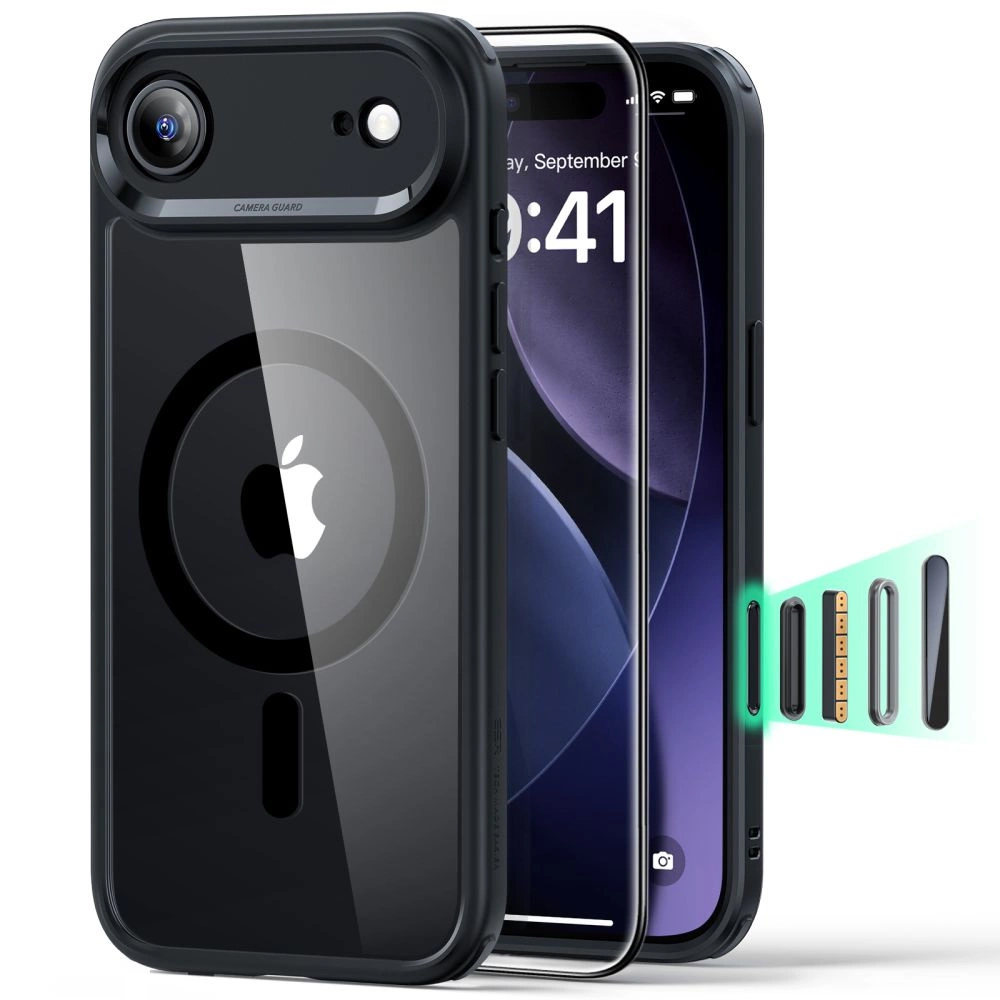 Levně ESR Classic Hybrid HaloLock s ochranným sklem iPhone 17 Air černá průhledná