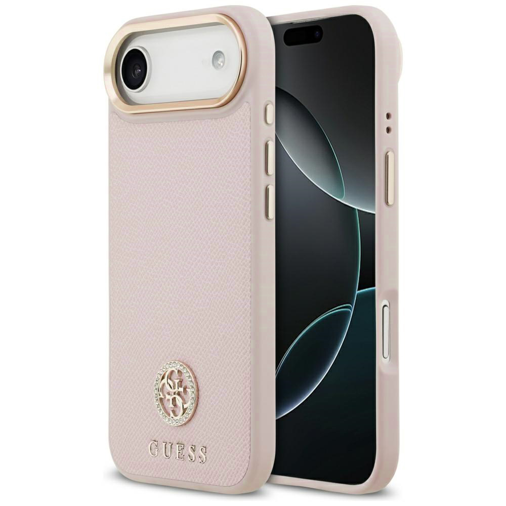 Levně Guess Grained Strass Logo MagSafe GUHMP17MPGCRMDEP iPhone 17 Air růžová