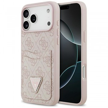Guess Hardcase 4G Double Card Triangle iPhone 17 Pro růžová