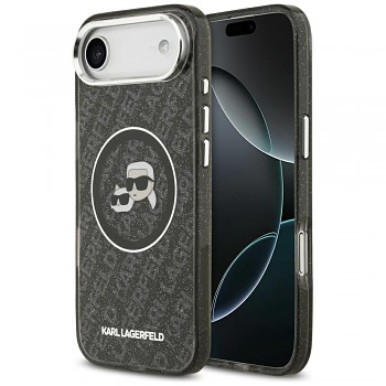 Karl Lagerfeld IML Glitter K&C Heads Logo MagSafe iPhone 17 Air černá
