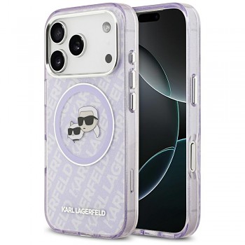 Karl Lagerfeld IML Glitter K&C Heads Logo MagSafe iPhone 17 Pro fialová