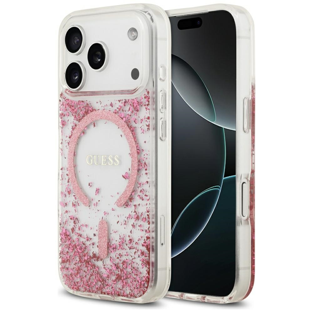 Levně Guess Resin Bottom Glitter MagSafe GUHMP17LRGRGEP iPhone 17 Pro růžová