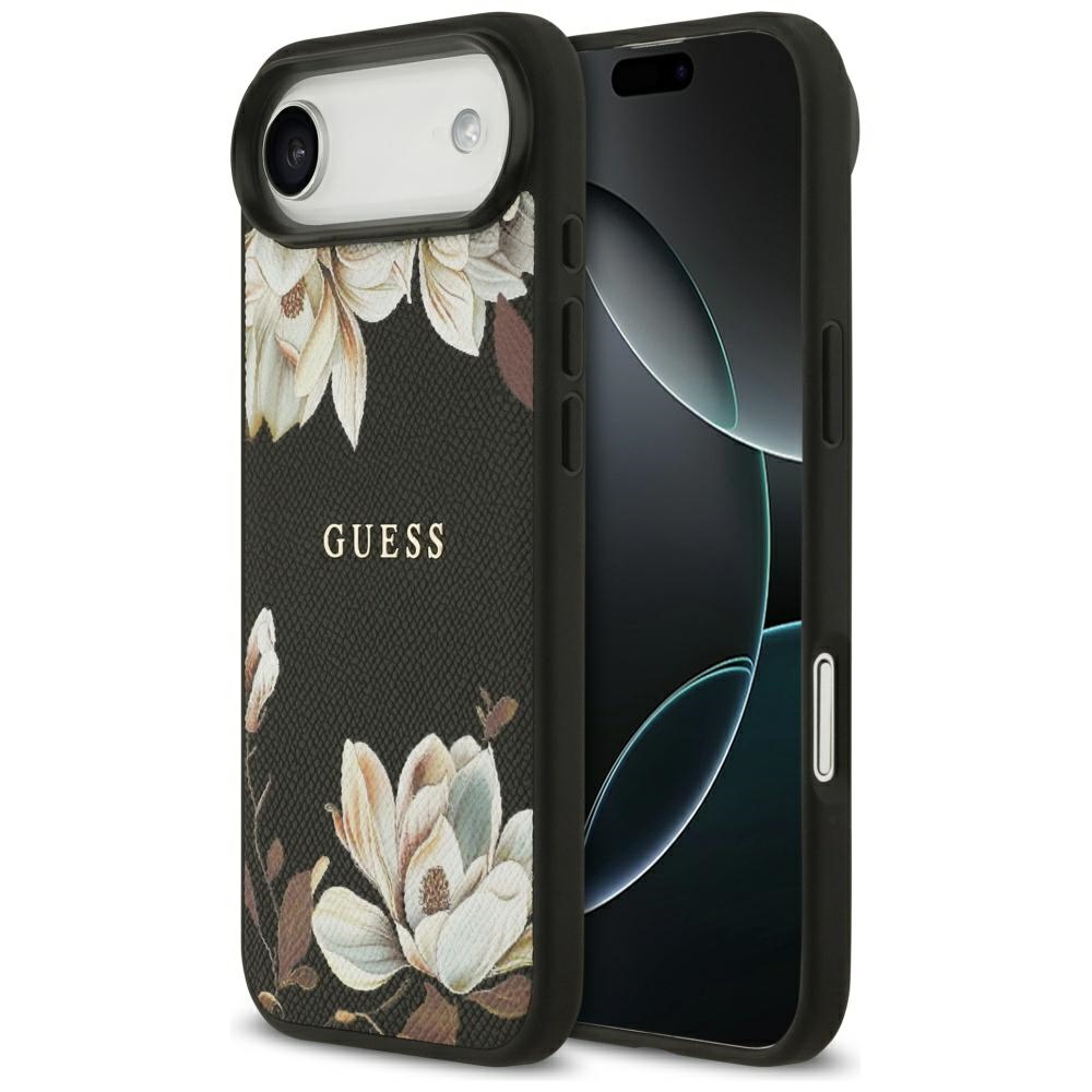 Levně Guess Grained Flowers MagSafe GUHMP17MPGNMPLMK iPhone 17 Air černý
