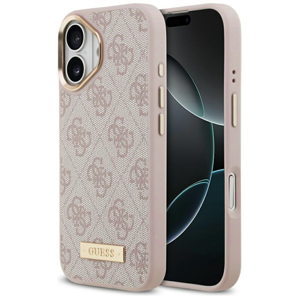 Levně Guess Hardcase 4G Logo Plate MagSafe iPhone 17 Růžová