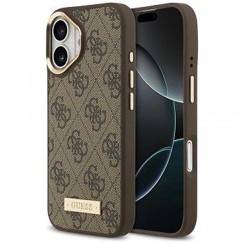 Guess Hardcase 4G Logo Plate MagSafe iPhone 17 Hnědý