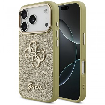 Guess Fixed Glitter Big 4G Metal Frame iPhone 17 Pro zlatá