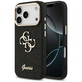 Guess Fixed Glitter Big 4G kovový rámeček iPhone 17 Pro černá