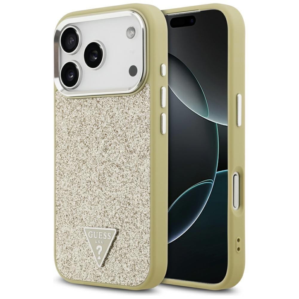 Levně Guess Glitter Triangle Logo MagSafe pouzdro iPhone 17 Pro zlatá