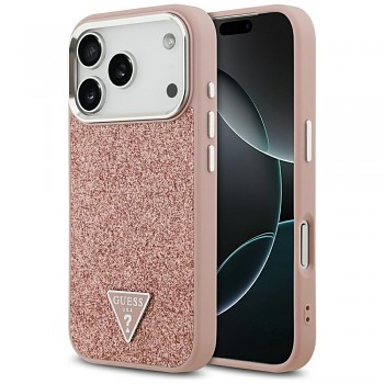 Guess Glitter Triangle Logo MagSafe iPhone 17 Pro růžová