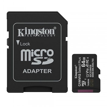 Kingston Memory Card Canvas Select Plus MicroSDXC s adaptérem 64GB černá