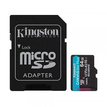 Kingston Memory Card Canvas Go Plus MicroSDXC s adaptérem 64GB černá