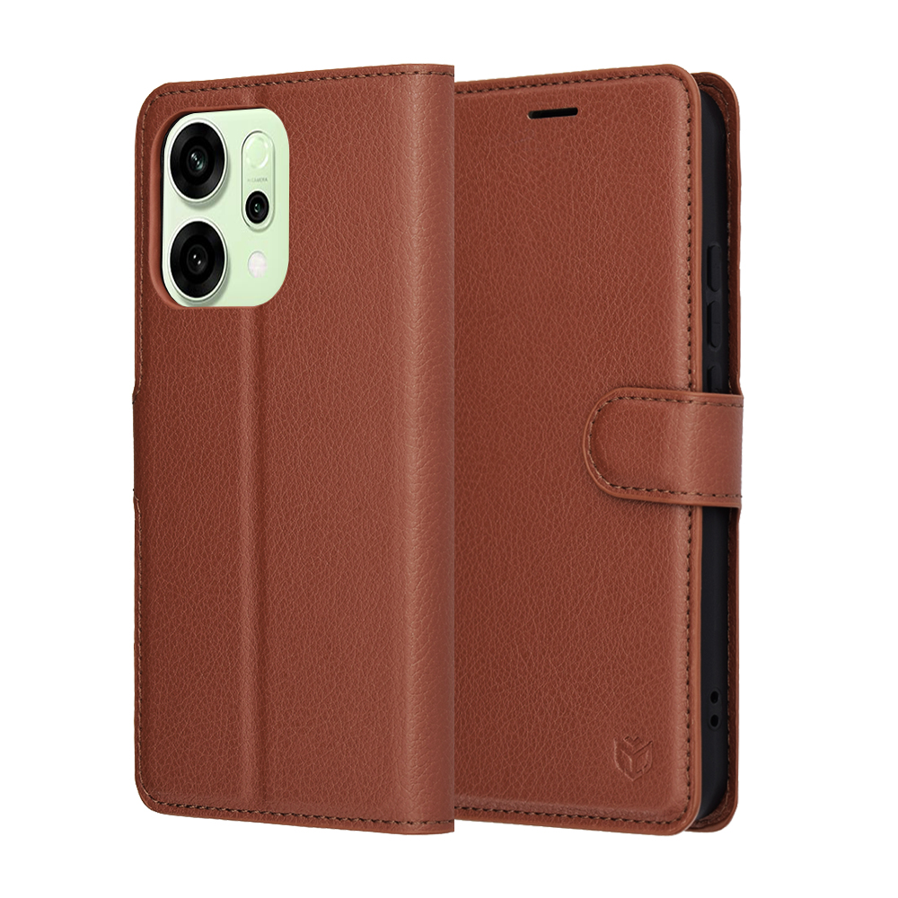 Levně Techsuit kožené pouzdro pro Oppo Reno14 hnědé