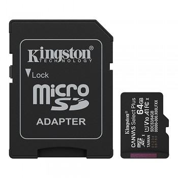 Kingston paměťová karta Canvas Select Plus MicroSDXC s adaptérem SD 128GB černá