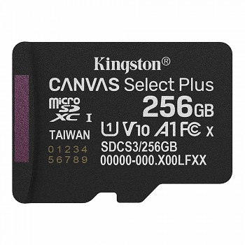 Kingston Memory Card Canvas Select Plus MicroSDXC 256GB Class 10 UHS-I A1 černá