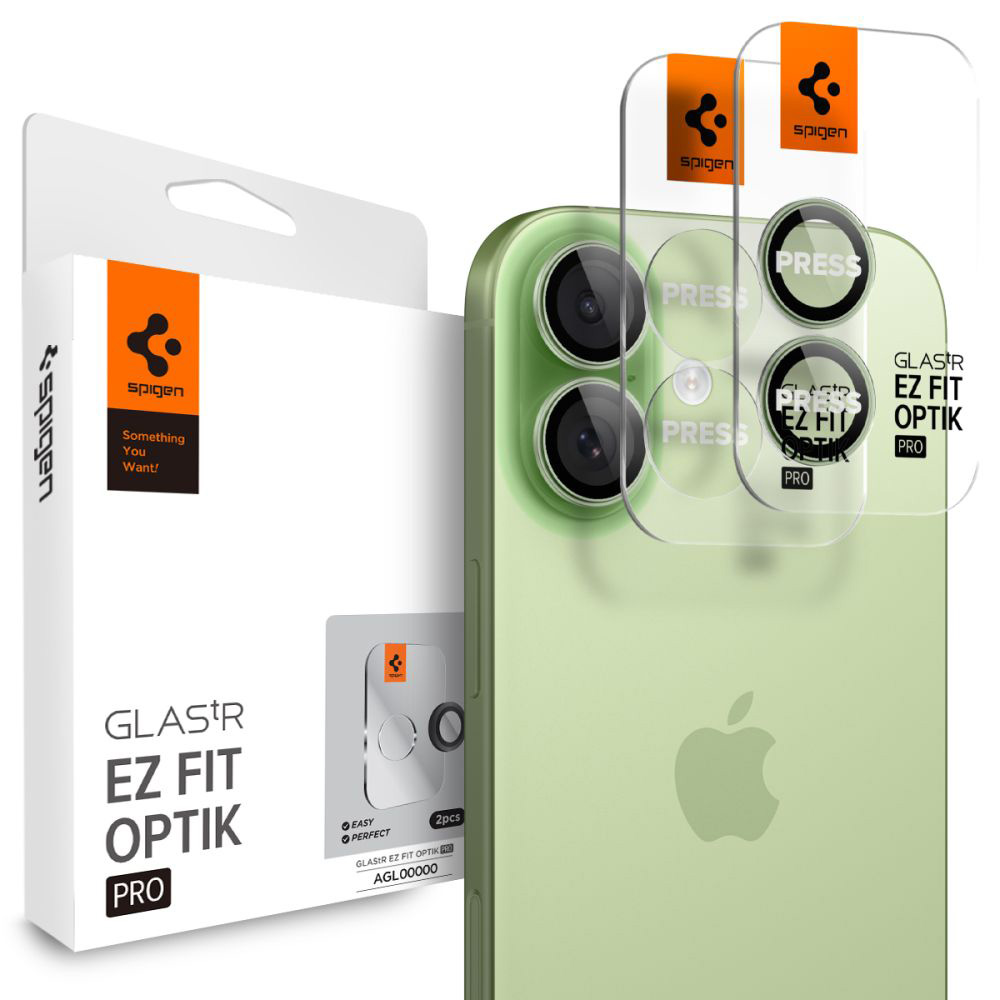 Levně Spigen Optik.tR EZ Fit Pro sklo na kameru (2 ks) iPhone 17/16 Plus/16 zelená