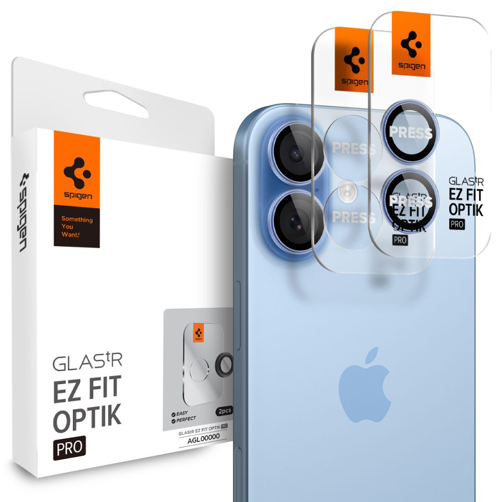 Levně Spigen Optik.tR EZ Fit Pro sklo na kameru (2 ks) iPhone 17/16 Plus/16 modrá