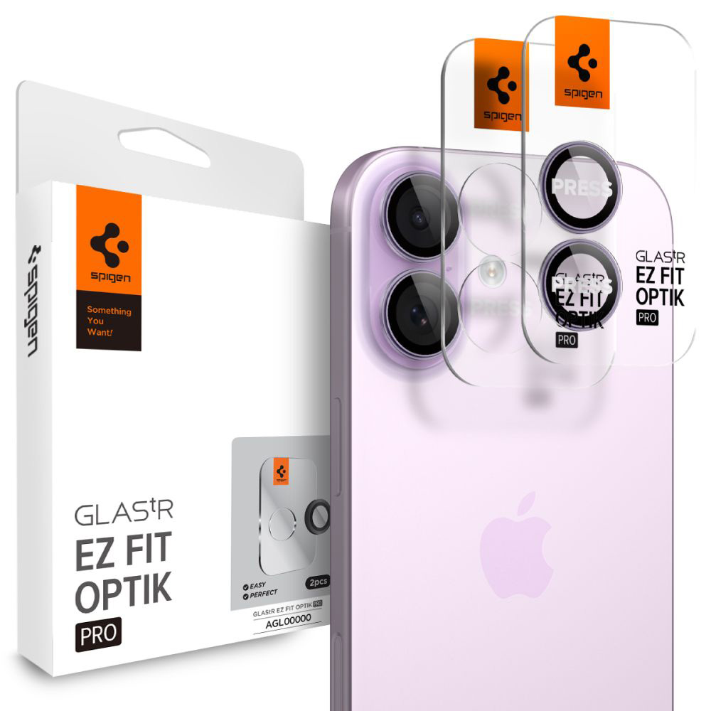 Levně Spigen Optik.tR EZ Fit Pro sklo na kameru (2 ks) iPhone 17/16 Plus/16 fialová