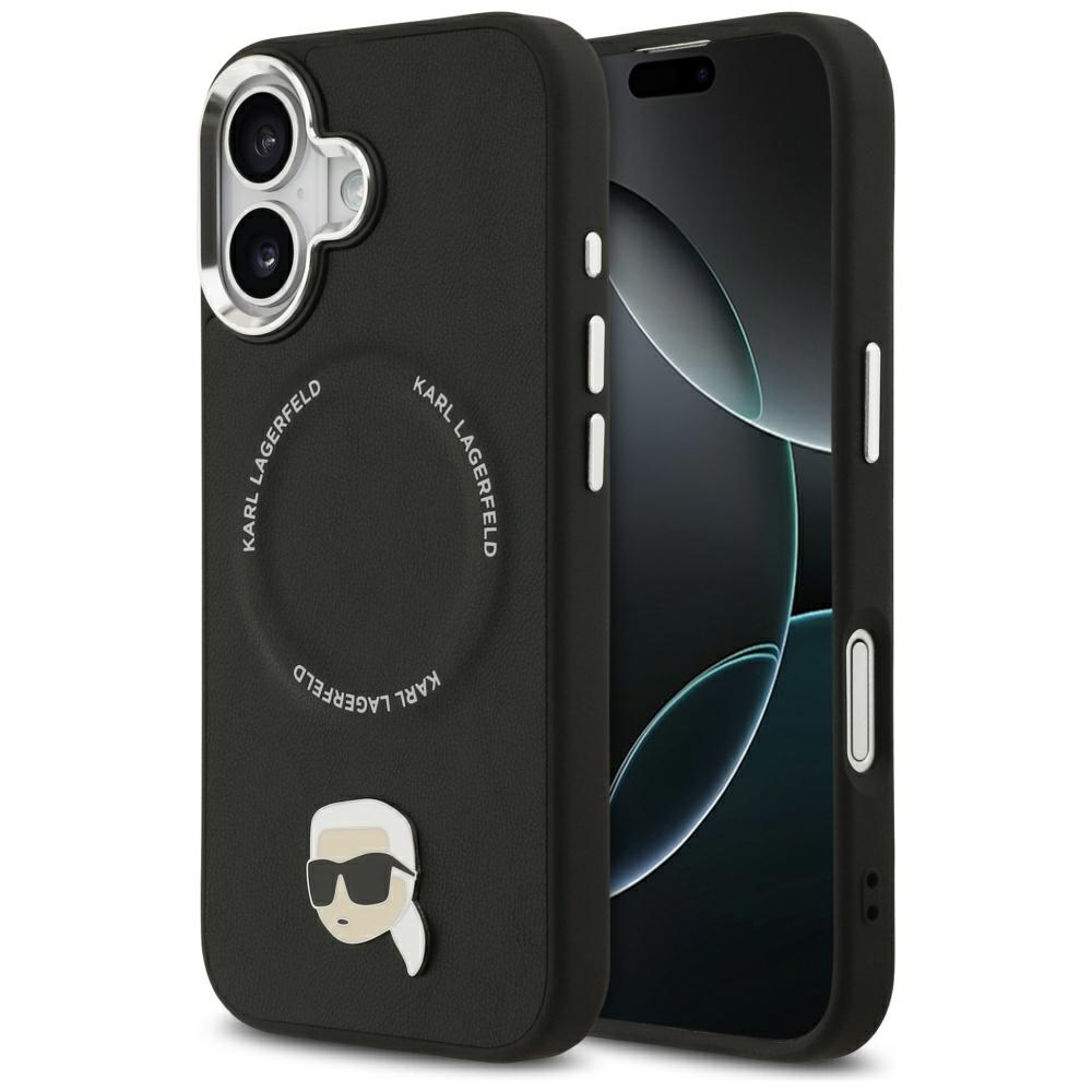 Levně Karl Lagerfeld Leather Karl Pin MagSafe iPhone 17 černá