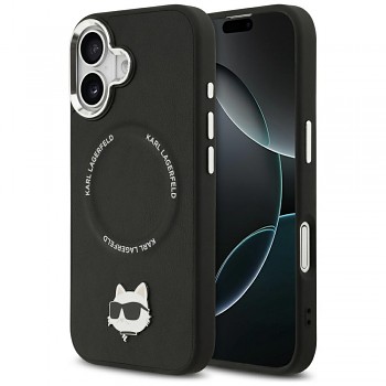 Karl Lagerfeld kožený Choupette Pin MagSafe iPhone 17 černý