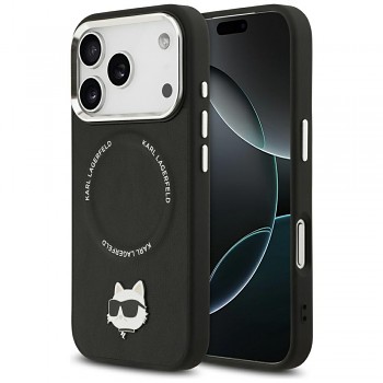 Karl Lagerfeld Leather Choupette Pin MagSafe iPhone 17 Pro Max černá