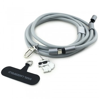 Karl Lagerfeld Data Cable Choupette Charm Type-C na Type-C Universal šedý