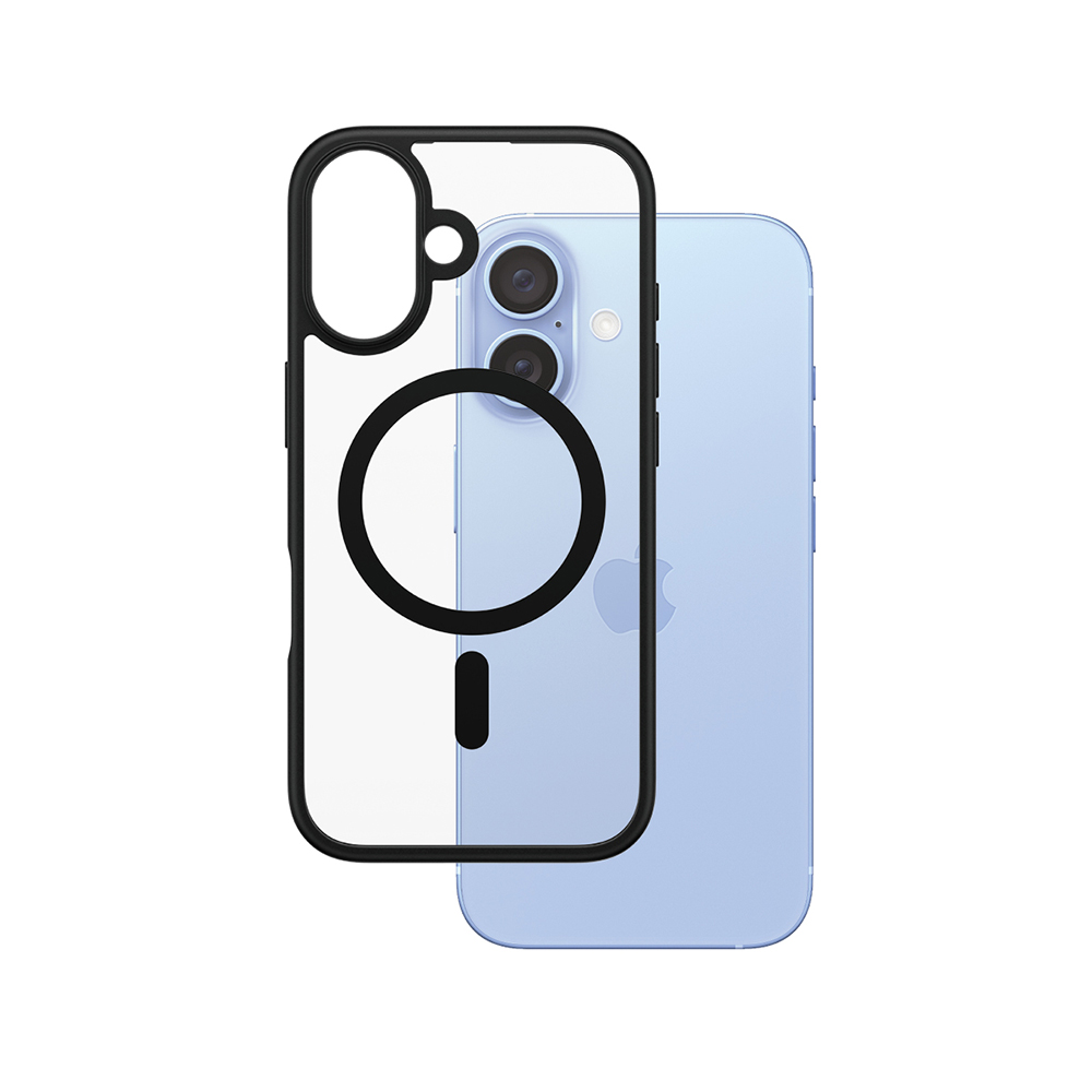 Levně PanzerGlass® HardCase Black MagSafe &amp; Frame Series iPhone 16 průhledný